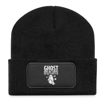 Spooky Coffee Ghost Illustration - Recycled Patch Beanie - black - Front