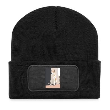 Pretty dog portrait with a loving saying - Recycled Patch Beanie - black - Front