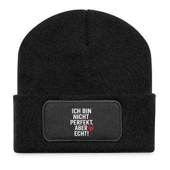 Ich_bin_nicht_perfekt _aber_echt - Recycled Patch Beanie - black - Front