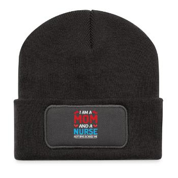 Mom and Caregiver Design - Recycled Patch Beanie - dark grey - Front