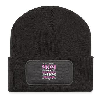 Message des fiers enseignants - Beanie recyclé à patch - charbon - Devant