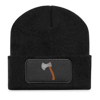 T-shirt avec illustration de hache des bois - Beanie recyclé à patch - noir - Devant