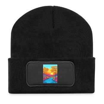 Vivid Autumn Landscape Scene - Recycled Patch Beanie - black - Front