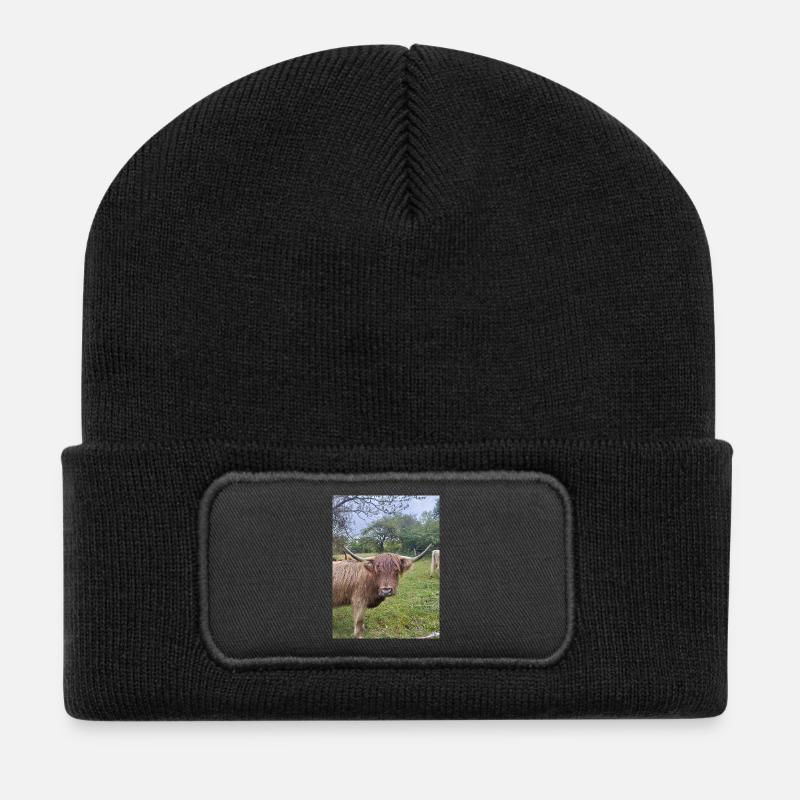 Nordischer Yak Naturaufnahme - Recycelte Patch Beanie - Schwarz