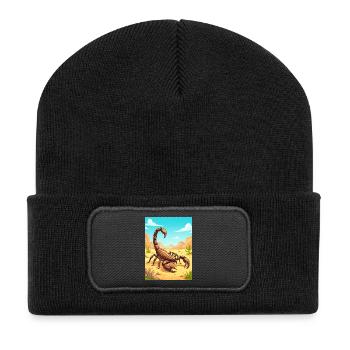 Deathstalker Scorpion – tödlich in der Wüste - Recycelte Patch Beanie - Schwarz - Vorne