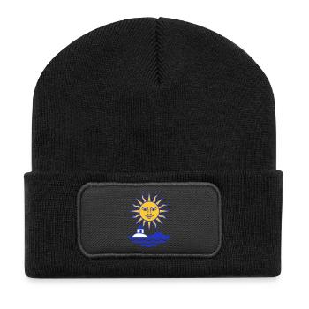 Grèce Soleil : Soleil, Eau, Chapelle - Beanie recyclé à patch - noir - Devant