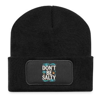 Strand-Vibes sind nicht salziges Design - Recycelte Patch Beanie - Schwarz - Vorne