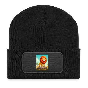 Lion – deadly apex predator of African savannah - Recycled Patch Beanie - black - Front