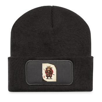 Anthropomorphe Ratten-Samurai in Rüstung - Recycelte Patch Beanie - Dunkelgrau - Vorne