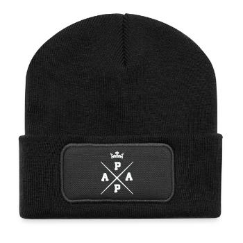 Kreuzendes Papa krone Logo - Recycelte Patch Beanie - Schwarz - Vorne