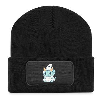 Dinosaure tricératops Halloween fantôme - Beanie recyclé à patch - noir - Devant