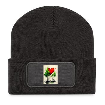 Cœur dans la forêt Aquarelles - Beanie recyclé à patch - charbon - Devant