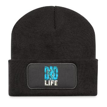 Papa Leben Duo Silhouette Grafik, Beste Väter - Recycelte Patch Beanie - Dunkelgrau - Vorne
