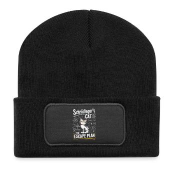 Schrödinger Cat: Der Fluchtplan - Recycelte Patch Beanie - Schwarz - Vorne