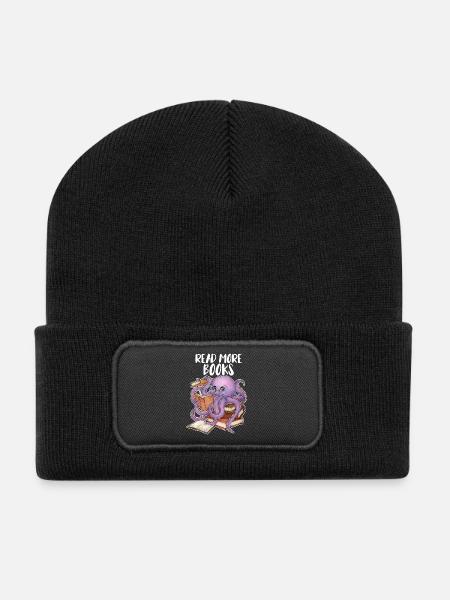 Lecture Pieuvre Dans Pile De Livres Livre Cadeau - Beanie recyclé à patch - noir