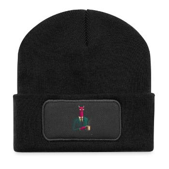 Démon en costume avec café - Beanie recyclé à patch - noir - Devant