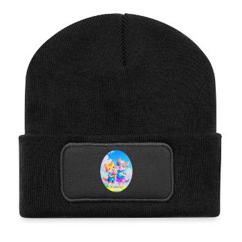 Kätzchen, Hündchen & Eiscreme (Oval) - Recycled Patch Beanie - black - Front