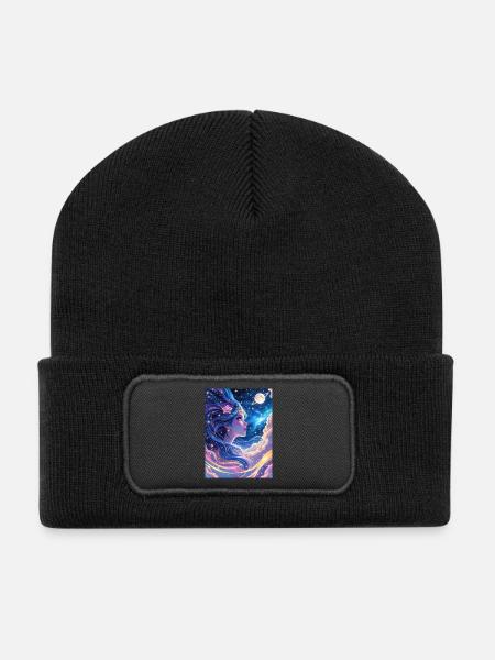 Fille dans la galaxie - Beanie recyclé à patch - noir