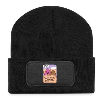 Duo de patates douces et de pommes de terre grossières - Beanie recyclé à patch - noir - Devant