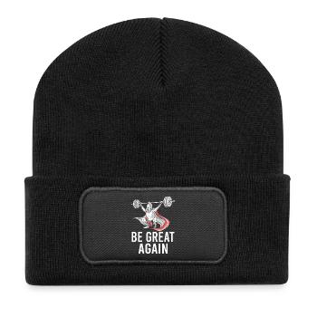 Bodybuilding Fitness Vintage Gym Athleten Workout - Recycelte Patch Beanie - Schwarz - Vorne