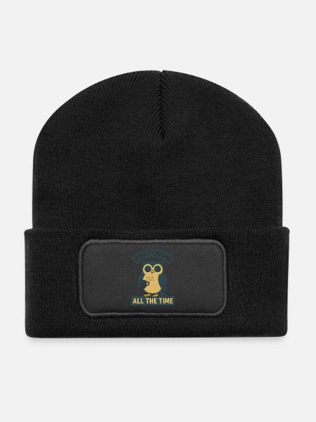Always rethink owl motif - Recycled Patch Beanie - black