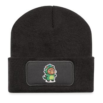 Capybara Dino Dinosaur - Recycled Patch Beanie - dark grey - Front