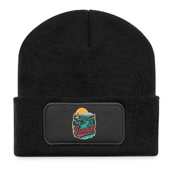 Isar Valley in Upper Bavaria - Recycled Patch Beanie - black - Front
