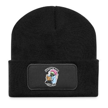 Lesestunde für Buchliebhaber - Recycelte Patch Beanie - Schwarz - Vorne