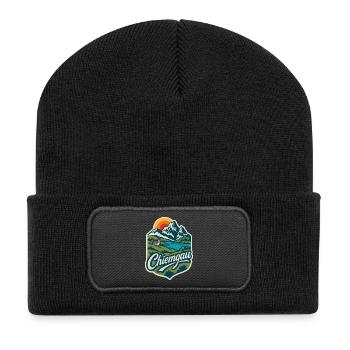 Chiemgau Alpenlandschaft Bayern   - Recycelte Patch Beanie - Schwarz - Vorne