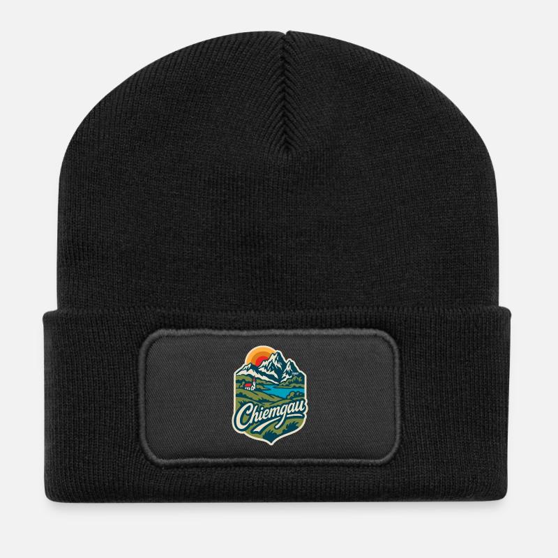 Chiemgau Alpine Landscape Bavaria - Recycled Patch Beanie - black
