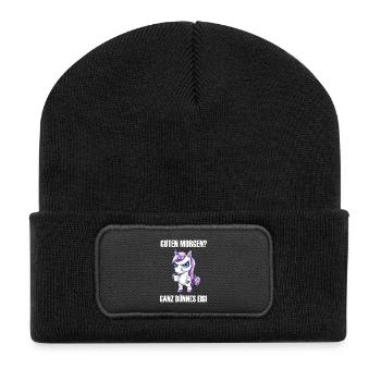 Licorne café matin grouch design - Beanie recyclé à patch - noir - Devant