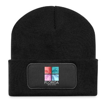Florida USA Miami America Summer Palm Trees Beach - Recycled Patch Beanie - black - Front