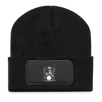 Alpine Cow Drums Drummer Mountains Music Funny - Recycled Patch Beanie - black - Front