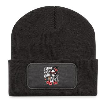 Mother Caffeine Mom Skeleton Coffee - Recycled Patch Beanie - dark grey - Front