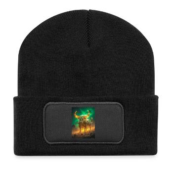 Himmlischer Stier aus Sternenlicht geschmiedet und ewig - Recycelte Patch Beanie - Schwarz - Vorne
