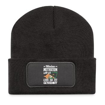Ma motivation et moi - Paresseux séparé - Beanie recyclé à patch - charbon - Devant