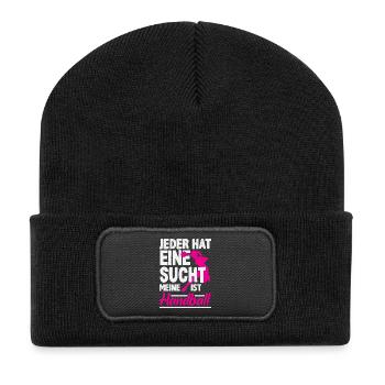 Handballspieler Handball Handballer Geschenke - Recycelte Patch Beanie - Schwarz - Vorne