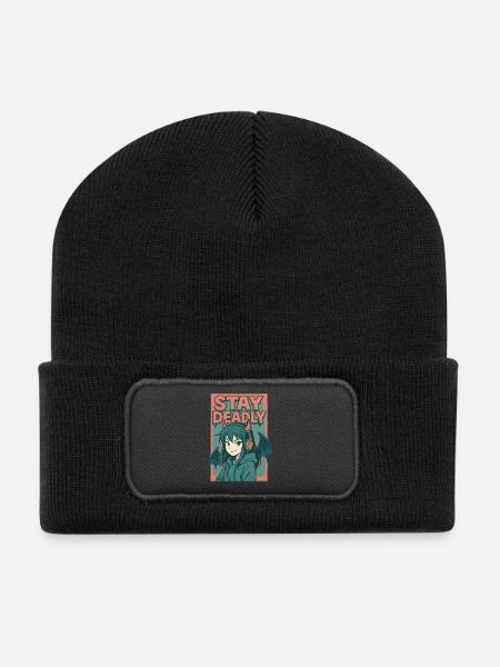Stay Deadly Demon Girl Art - Recycled Patch Beanie - black