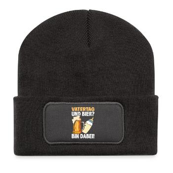 Lustiges Vatertag Geschenk Papa Bier - Recycelte Patch Beanie - Dunkelgrau - Vorne