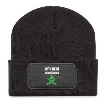 Gift for Old Man in the Shooting Club | Retro - Recycled Patch Beanie - dark grey - Front
