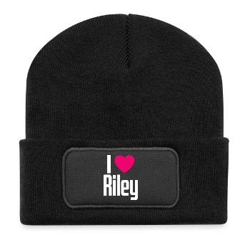 I Love Riley Pink Heart I Love Riley - Recycled Patch Beanie - black - Front