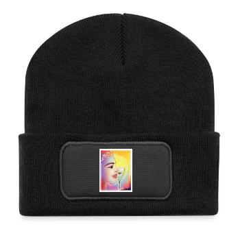 Farbenfrohes Profil-Schlürfen - Recycelte Patch Beanie - Schwarz - Vorne
