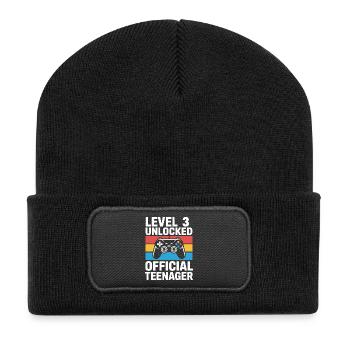 Level 3 Freigeschaltetes Gamer-T-Shirt - Recycelte Patch Beanie - Schwarz - Vorne