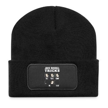 Funny Jack Russell Owner Gift - Recycled Patch Beanie - black - Front