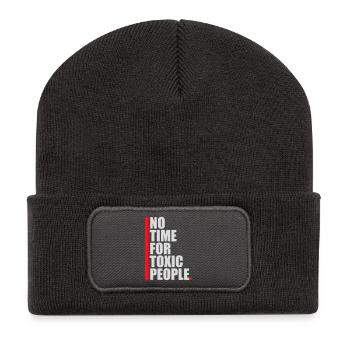 Pas de temps Personnes toxiques Limites Soins personnels Dire - Beanie recyclé à patch - charbon - Devant