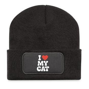 I Love My Cat Ich Liebe Meine Katze - Recycled Patch Beanie - dark grey - Front