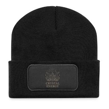 Crystal Energy Floral Line Art - Recycled Patch Beanie - black - Front