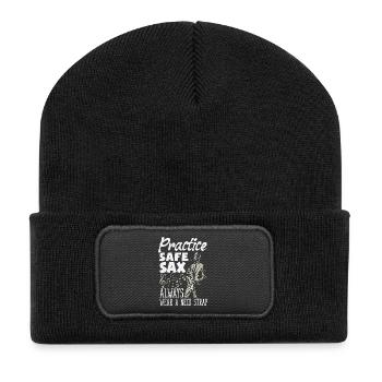Saxofon - Recycelte Patch Beanie - Schwarz - Vorne