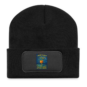 Rainy Morse Cocktail-Kunst - Recycelte Patch Beanie - Schwarz - Vorne