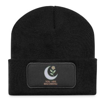 Mondblüte: Du wirst wachsen - Recycelte Patch Beanie - Schwarz - Vorne